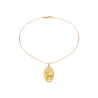 Gold Agnus Dei Medallion Necklace with Lamb and cross-staff