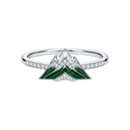 Silver Alpine Reliquary Ring with green mountain motif