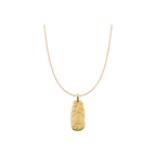 Gold Archive Key Necklace with engraved doorway pendant and clear stone