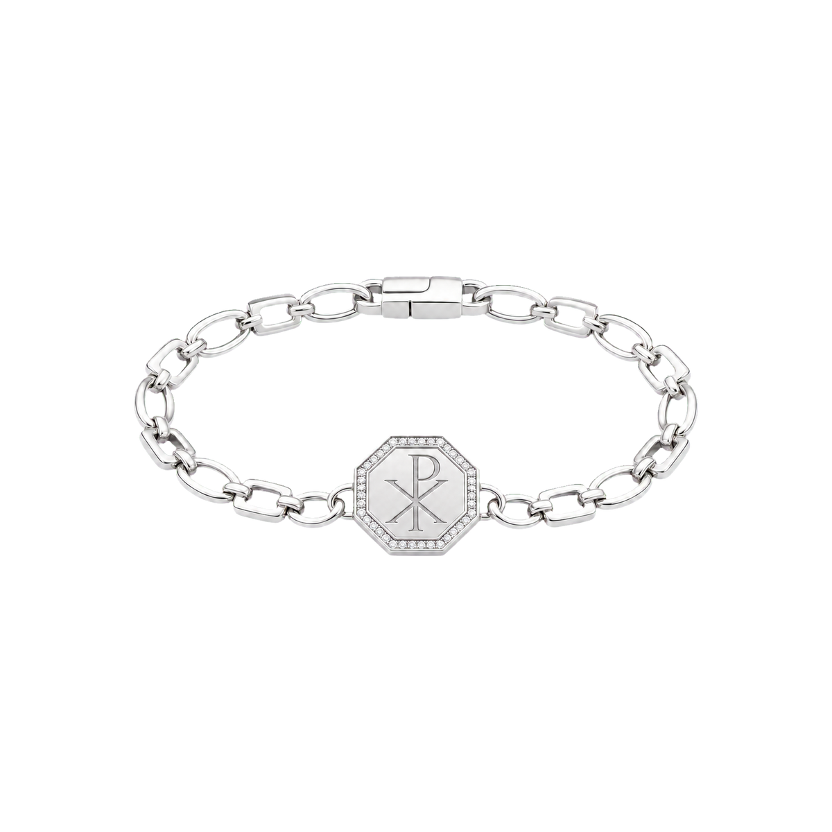 Silver Chrism Seal Bracelet with octagonal Chi-Rho medallion