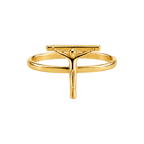 Gold Corpus Line Ring with minimal sculptural crucifix