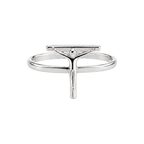 Silver Corpus Line Ring with minimal sculptural crucifix