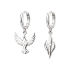 Pair of Silver Dove and Flame Huggies with cross details
