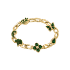 Gold Eden Reliquary Bracelet with green botanical charms