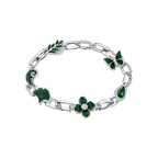 Silver Eden Reliquary Bracelet with green botanical charms