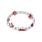 Silver Ember Reliquary Bracelet with red rubies, red flame and colorless diamonds