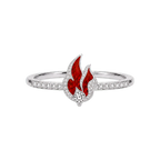 Silver Ember Reliquary Ring alternate view with red flame enamel and colorless diamonds