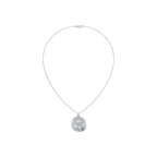 Silver Found Saint Necklace with abstract halo medallion and garnet