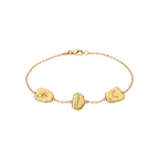 Gold Oracle Fragment Bracelet with three engraved tablet charms