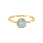 Gold Oracle Intaglio Ring with oval blue stone and engraved eye-star symbol