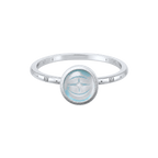Silver Oracle Intaglio Ring with oval blue stone and engraved eye-star symbol