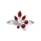 Silver Orchard Reliquary Ring with red rubies and colorless diamonds