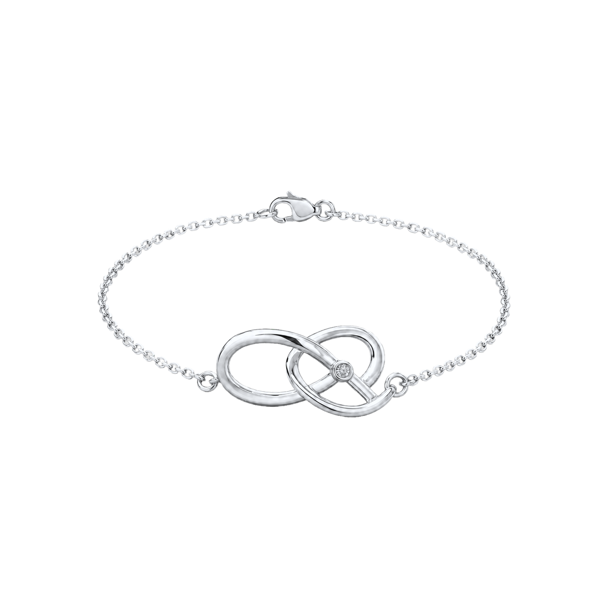 Silver Pilgrim Knot Bracelet with irregular double-loop centerpiece and pale sapphire