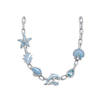 Silver Tidal Reliquary Necklace with ocean charms