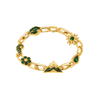 Gold Verdant Reliquary Bracelet with green mountain and nature charms