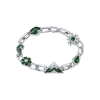 Silver Verdant Reliquary Bracelet with green mountain and nature charms