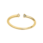 Gold Vestige Halo Ring with broken circular form and mismatched stones