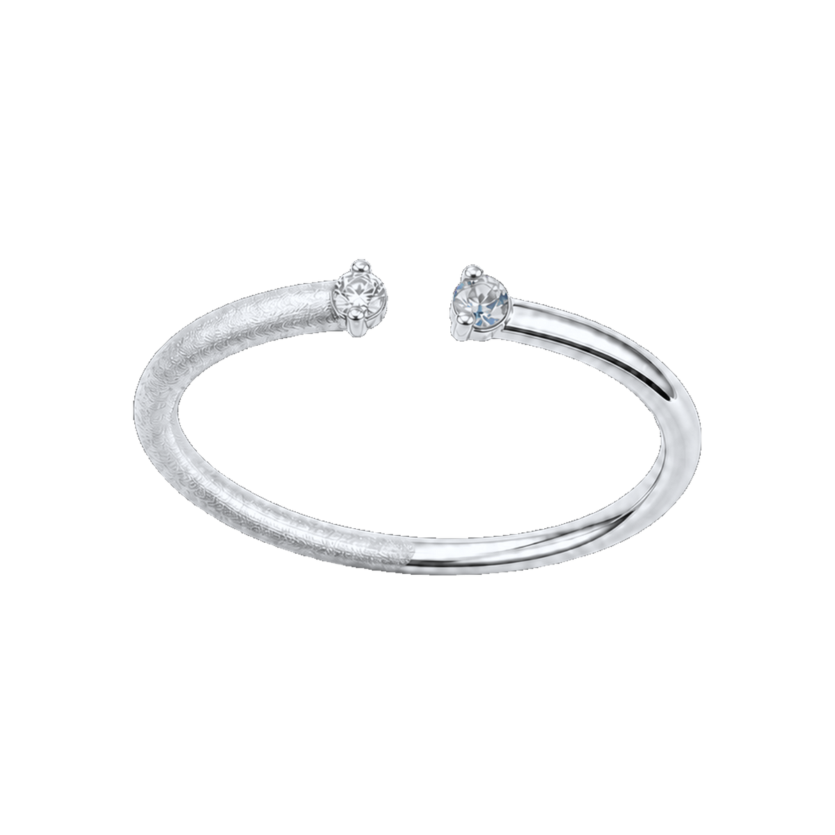 Silver Vestige Halo Ring with broken circular form and mismatched stones